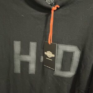 Harley-Davidson Black Hoodie with Orange Drawstring
